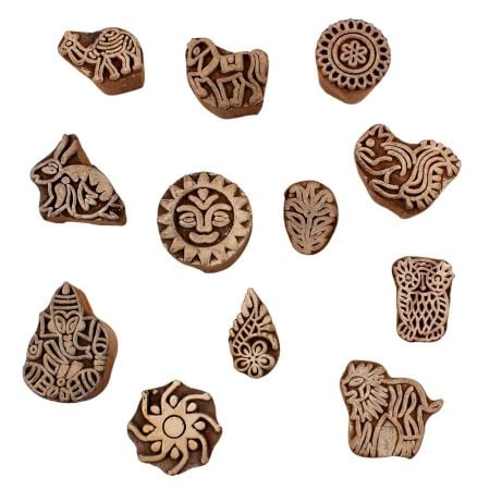 Set of 12 Piece New Mix Wooden Printing Blocks